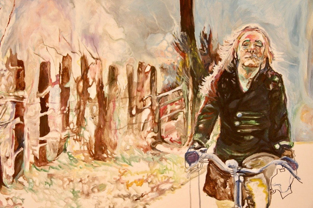 oil painting, Doris Rose artist, portrait painting, figurative painting, To Have Pause, The Cyclist