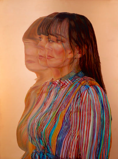 Stripes (Self-Portrait), Oil on Copper, 2025, copyright Doris Rose